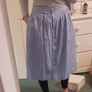Blue and White Striped Skirt
